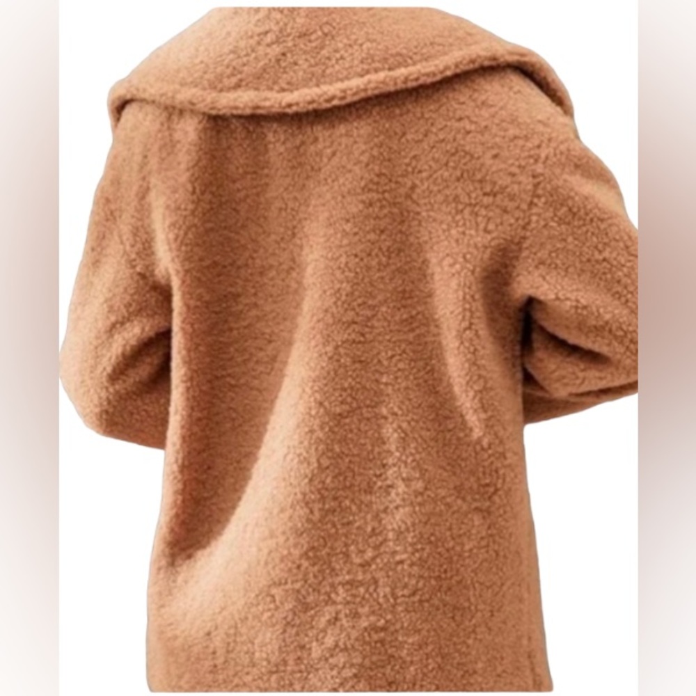 Shein Tan/Leopard Print Double Button Teddy Coat.… - image 4